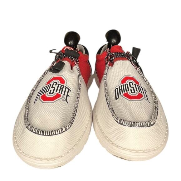 Mens Hey Dude Tri The Wally Ohio State Comfort Shoe Size 11 Red Black B37 - Picture 3 of 7